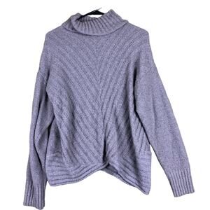 Simply Vera Wang Womens Sweater Purple Soft Cowl Neck Fleece Nylon Blend M